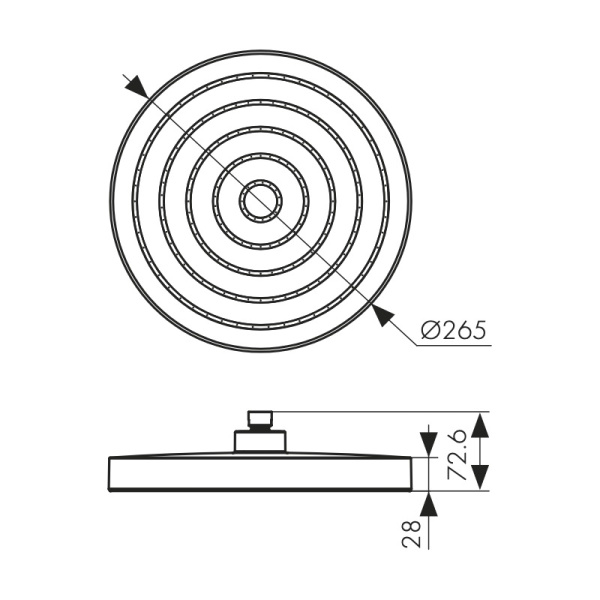 SH-307 Душевая лейка KAISER стационарная, Ø265х28 мм